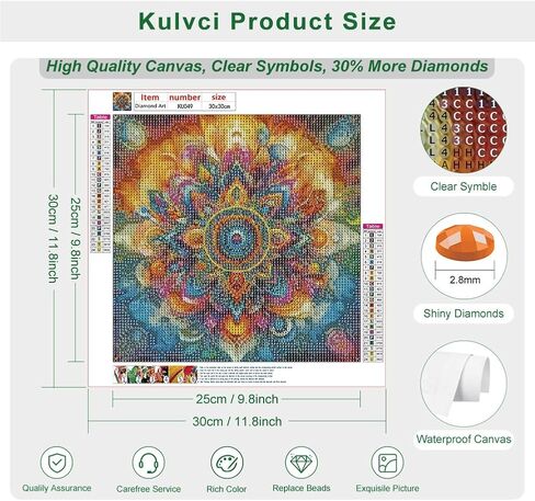 Kulvci Mandala Diamond Painting Kits for Adults, Round Full Drill Diamond Art Kits, 5D DIY Diamonds Crafts for Home Wall Decoration Gifts 12×12Inch in Saudi Arabia