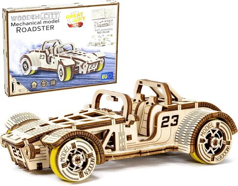ألغاز خشبية ثلاثية الأبعاد من WOODEN.CITY Roadster للبالغين - قم ببناء سيارة رودستر الخاصة بك باستخدام محرك مطاطي - نموذج التجميع الذاتي، هدية DIY - نموذج خشبي ثلاثي الأبعاد مقطوع بالليزر للعرض وديكور المنزل in Saudi Arabia