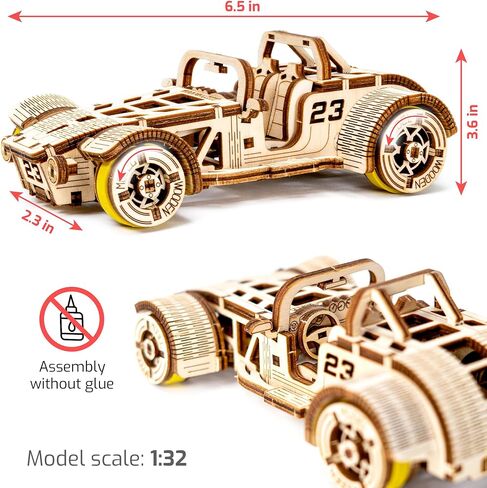 ألغاز خشبية ثلاثية الأبعاد من WOODEN.CITY Roadster للبالغين - قم ببناء سيارة رودستر الخاصة بك باستخدام محرك مطاطي - نموذج التجميع الذاتي، هدية DIY - نموذج خشبي ثلاثي الأبعاد مقطوع بالليزر للعرض وديكور المنزل in Saudi Arabia
