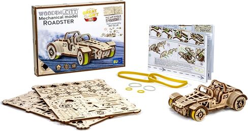 ألغاز خشبية ثلاثية الأبعاد من WOODEN.CITY Roadster للبالغين - قم ببناء سيارة رودستر الخاصة بك باستخدام محرك مطاطي - نموذج التجميع الذاتي، هدية DIY - نموذج خشبي ثلاثي الأبعاد مقطوع بالليزر للعرض وديكور المنزل in Saudi Arabia