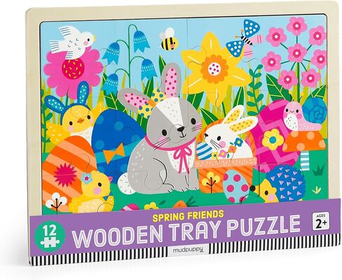 Mudpuppy Spring Friends – 12 Piece Wooden Tray Puzzle Featuring A Colorful Spring Scene with Adorable Characters in Saudi Arabia