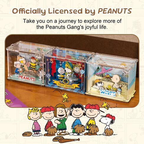 PUREMIND Snoopy Circus Miniature Wooden Puzzle Kit - Officially Licensed Snoopy & Friends Building Kit with Movable Characters, 3D Desktop Display, Collector Gift for Fans in Saudi Arabia
