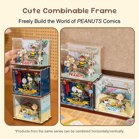 PUREMIND Snoopy Circus Miniature Wooden Puzzle Kit - Officially Licensed Snoopy & Friends Building Kit with Movable Characters, 3D Desktop Display, Collector Gift for Fans in Saudi Arabia