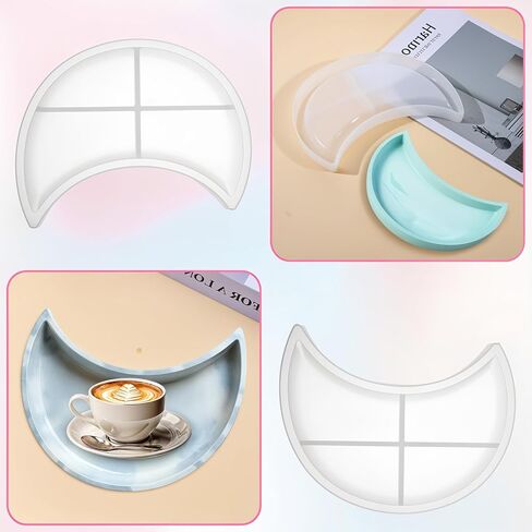 Large Moon Tray Mold for Resin Concrete, Silicone Moon Mold, New Moons Storage Tray Molds, New Moons Home Ornament Molds for Jewelry Holder, Candle Holder, Vanity Trays, Display Rack and DIY Crafts in Saudi Arabia