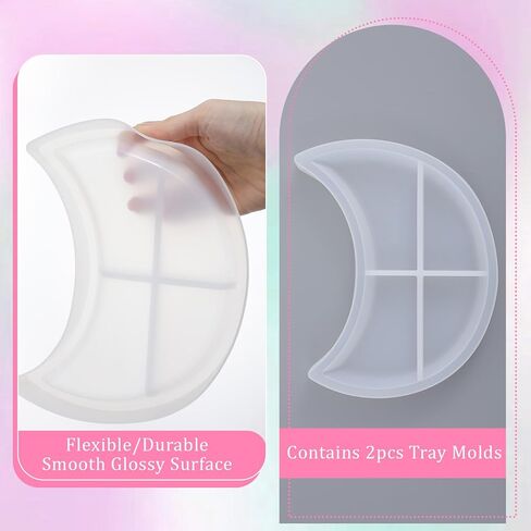 Large Moon Tray Mold for Resin Concrete, Silicone Moon Mold, New Moons Storage Tray Molds, New Moons Home Ornament Molds for Jewelry Holder, Candle Holder, Vanity Trays, Display Rack and DIY Crafts in Saudi Arabia