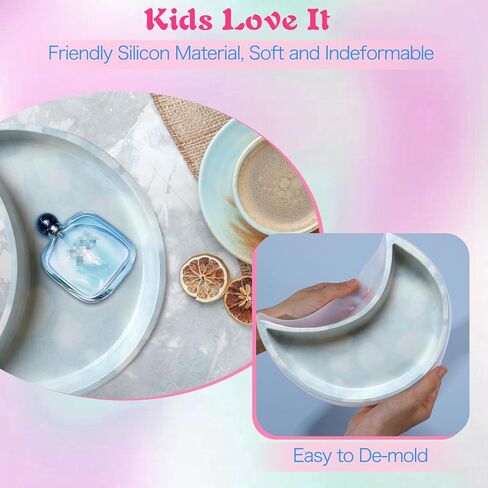 Large Moon Tray Mold for Resin Concrete, Silicone Moon Mold, New Moons Storage Tray Molds, New Moons Home Ornament Molds for Jewelry Holder, Candle Holder, Vanity Trays, Display Rack and DIY Crafts in Saudi Arabia