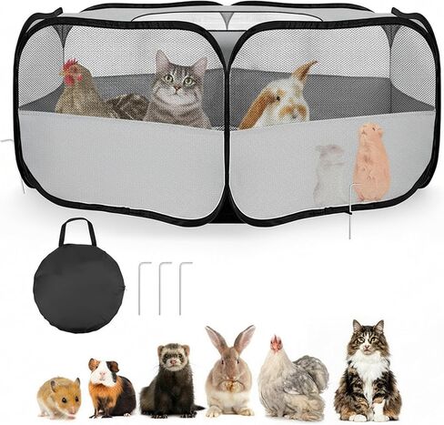 Small Animal Playpen with Mesh Cover & Waterproof Bottom Cat Tent Chicken Brooder Rabbit Guinea Pig Cage Playpen for Small Animals Indoor Outdoor Use in Saudi Arabia