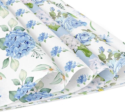 24 Sheets Hydrangea Patterned Scrapbook Paper, Blue Flowers Double Sided Decorative Cardstock Paper for Party DIY Handbook Magazine Album Making Crafts Decoration Supplies in Saudi Arabia