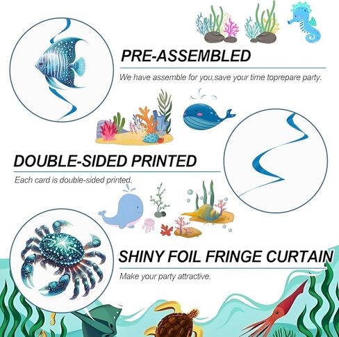 Sea Animals Birthday Decorations, Fish Hanging Swirls Deco for Under The Sea, Ocean Theme Party Supplies & Party Decorations Streamers, Kids Marine Life Party Decor in Kuwait