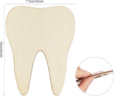 30 Pack 4 Inch Wood Tooth Cutouts Unfinished Wood Tooth Crafts Wooden Tooth Hanging Ornaments DIY Tooth Craft Gift Tags for Home Party Decoration in Saudi Arabia