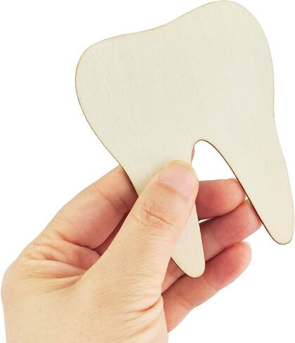 30 Pack 4 Inch Wood Tooth Cutouts Unfinished Wood Tooth Crafts Wooden Tooth Hanging Ornaments DIY Tooth Craft Gift Tags for Home Party Decoration in Saudi Arabia