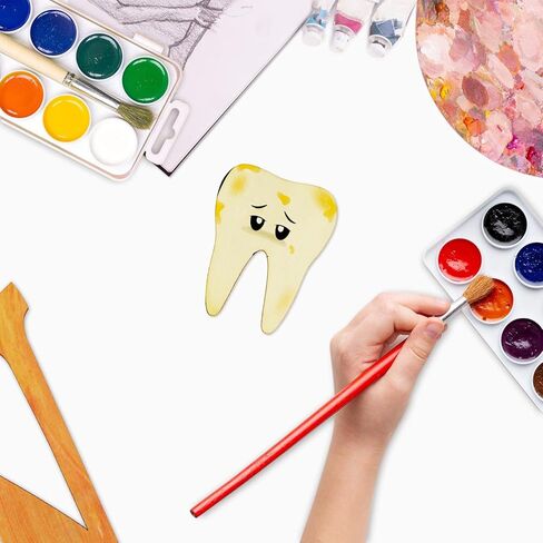 30 Pack 4 Inch Wood Tooth Cutouts Unfinished Wood Tooth Crafts Wooden Tooth Hanging Ornaments DIY Tooth Craft Gift Tags for Home Party Decoration in Saudi Arabia