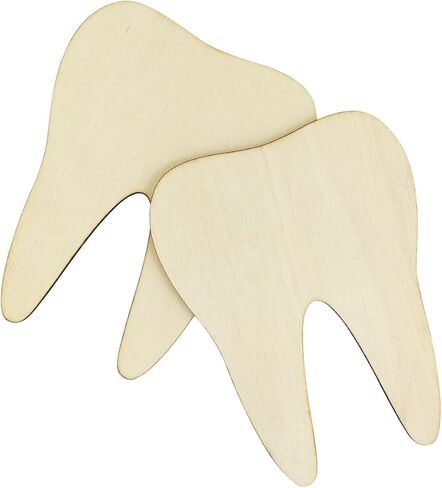 30 Pack 4 Inch Wood Tooth Cutouts Unfinished Wood Tooth Crafts Wooden Tooth Hanging Ornaments DIY Tooth Craft Gift Tags for Home Party Decoration in Saudi Arabia