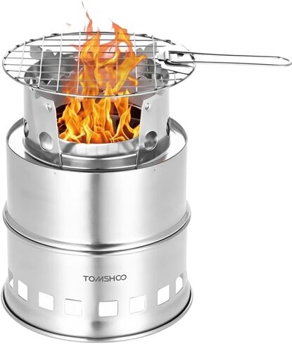 TOMSHOO Camping Stove, Portable Folding Windproof Wood Burning Stove Compact Stainless Steel Alcohol Stove Outdoor Camping Hiking Backpacking Picnic BBQ in Kuwait