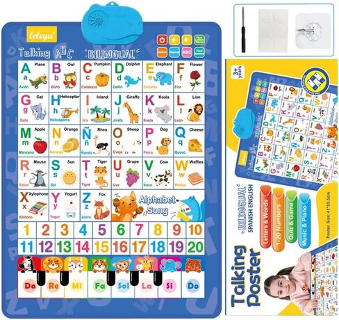 Bilingual Spanish-English Interactive Learning Poster, Talking ABC Alphabet Numbers Educational Toy in Saudi Arabia