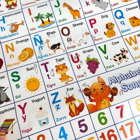 Bilingual Spanish-English Interactive Learning Poster, Talking ABC Alphabet Numbers Educational Toy in Saudi Arabia