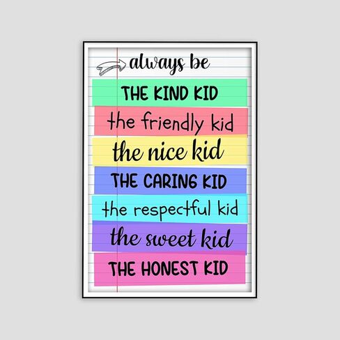 Always Be The Kind Kid - Kindness Poster - Wall Art - For Classroom, School - 12 x 18 - Made in USA - CPS042, 12 x 18 Inch in Saudi Arabia