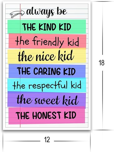Always Be The Kind Kid - Kindness Poster - Wall Art - For Classroom, School - 12 x 18 - Made in USA - CPS042, 12 x 18 Inch in Saudi Arabia