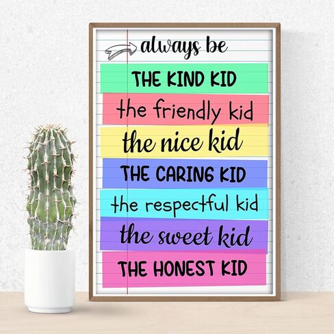 Always Be The Kind Kid - Kindness Poster - Wall Art - For Classroom, School - 12 x 18 - Made in USA - CPS042, 12 x 18 Inch in Saudi Arabia
