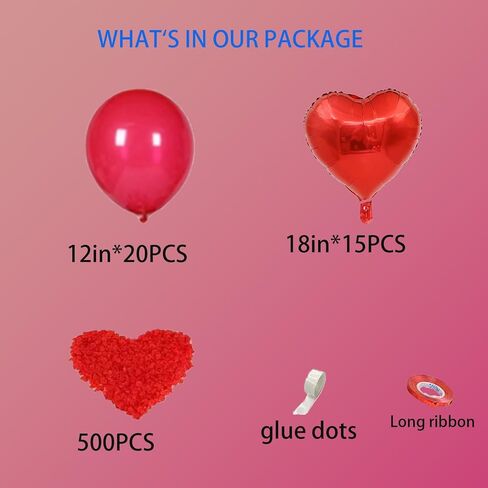 Valentines Day Balloons Decorations Heart Balloons Kit Rose Petals Flower Decoration Balloon banner for Valentine Party Decorations Anniversary Day Wedding Romantic Decorations Special Night in Saudi Arabia