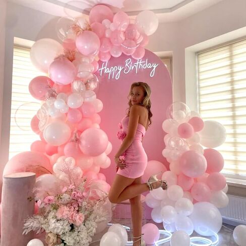 Pink Balloons Light Pink Balloons, Pink and White Clear Balloon 50pcs 12 Inch Pink Latex Balloon for Girl Birthday Baby Shower Wedding Valentine's Day Anniversary Party Decorations in Saudi Arabia
