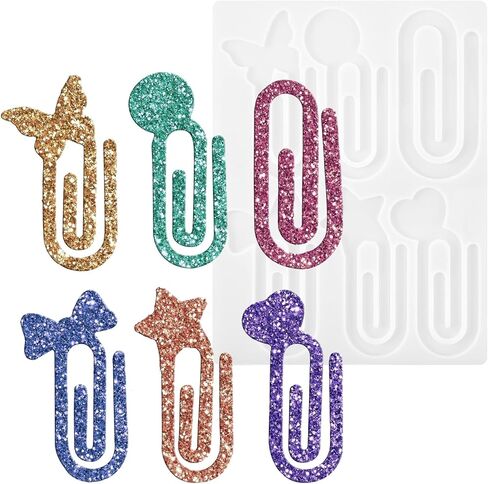 Jumbo Paper Clips Bookmarks Silicone Mold, Resin Bookmark Molds, Butterfly Heart Star Design Mould, Office Home Classroom Stationery DIY Supplies UV Epoxy Crafts DIY Book Lovers Gift in Saudi Arabia