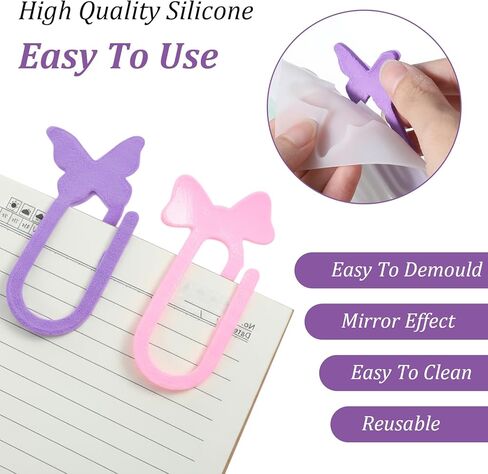 Jumbo Paper Clips Bookmarks Silicone Mold, Resin Bookmark Molds, Butterfly Heart Star Design Mould, Office Home Classroom Stationery DIY Supplies UV Epoxy Crafts DIY Book Lovers Gift in Saudi Arabia