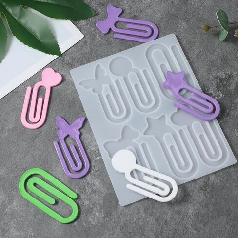 Jumbo Paper Clips Bookmarks Silicone Mold, Resin Bookmark Molds, Butterfly Heart Star Design Mould, Office Home Classroom Stationery DIY Supplies UV Epoxy Crafts DIY Book Lovers Gift in Saudi Arabia