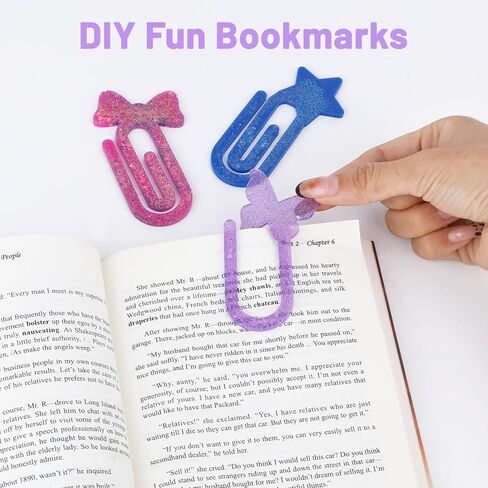 قطعتان من قالب الإشارة المرجعية من الراتنج، مشابك ورق ضخمة من قوالب السيليكون للراتنج، صب فراشة نجمة على شكل قلب وقوس دائري الشكل للأشعة فوق البنفسجية، قالب إيبوكسي للأشعة فوق البنفسجية، مكتب المدرسة، المنزل، لوازم الحرف اليدوية، هدايا لمحبي الكتب in Kuwait