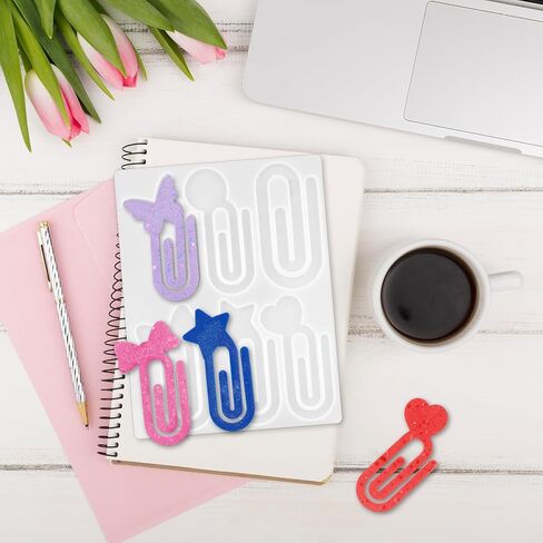 قطعتان من قالب الإشارة المرجعية من الراتنج، مشابك ورق ضخمة من قوالب السيليكون للراتنج، صب فراشة نجمة على شكل قلب وقوس دائري الشكل للأشعة فوق البنفسجية، قالب إيبوكسي للأشعة فوق البنفسجية، مكتب المدرسة، المنزل، لوازم الحرف اليدوية، هدايا لمحبي الكتب in Kuwait