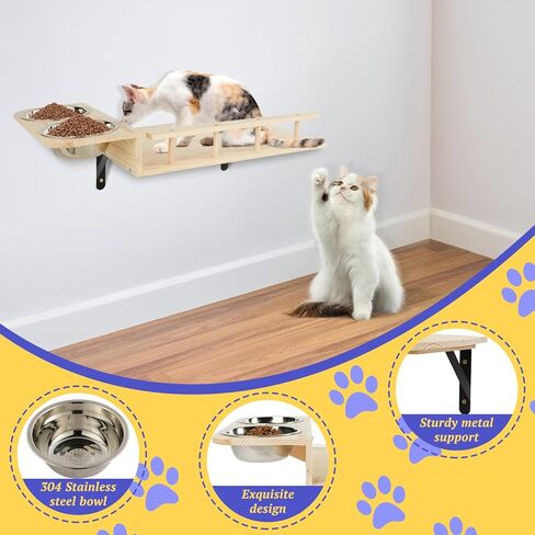 أرفف حائط للقطط - مجموعة أثاث ثابتة وآمنة 5 في 1 لجدران القطط، جدار خشبي لتسلق القطط مع سلم جسر ودرجات حائط in Kuwait