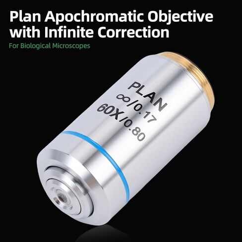 EBTOOLS 60X Microscope Objective Lens, 20.2mm Thread Interface, Optical Glass, Multilayer Coating, with Storage Box, Reduces Stray Light and Reflections, for Biological Microscopes in Saudi Arabia