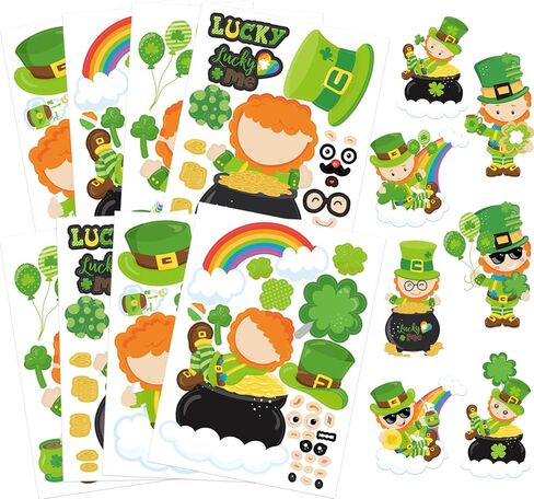 Fancy Land Make A St. Patrick's Day Stickers Make Your Own Leprechauns for Kids Party Crafts Games Activities 24 Pack in Saudi Arabia