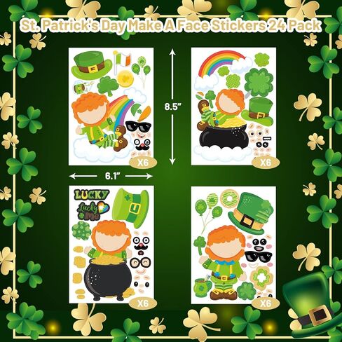 Fancy Land Make A St. Patrick's Day Stickers Make Your Own Leprechauns for Kids Party Crafts Games Activities 24 Pack in Saudi Arabia