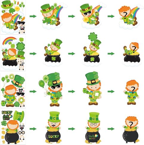 Fancy Land Make A St. Patrick's Day Stickers Make Your Own Leprechauns for Kids Party Crafts Games Activities 24 Pack in Saudi Arabia