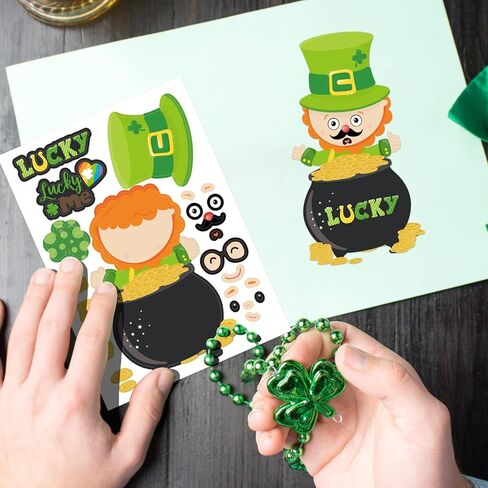 Fancy Land Make A St. Patrick's Day Stickers Make Your Own Leprechauns for Kids Party Crafts Games Activities 24 Pack in Saudi Arabia
