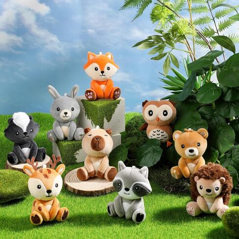 Aoriher 9 Pcs Small Forest Stuffed Animals Bulk 4 Inch Mini Woodland Plush Toys Deer Rabbit Owl Skunk Capybara Raccoon Hedgehog Brown Bear Fox for Kids Baby Shower Birthday Party Favors in Saudi Arabia