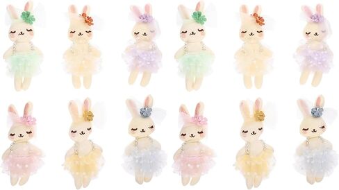 SAFIGLE 6pcs Small Stuffed Bunnies: Mini Plush Easter Bunny Animals, Rabbit Doll in Gingham Dress - Soft Plush Rabbit Dolls for Kids, Perfect for Easter, Playtime and Decoration in Saudi Arabia