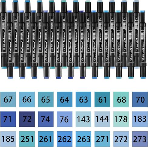 Blue Colors Alcohol Markers Set,24 Color Dual Tips Art Markers,Markers Pens for Artist Adults Coloring Illustration Painting DIY Crafts Making Art Supplies in Saudi Arabia