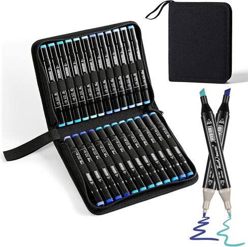 Blue Colors Alcohol Markers Set,24 Color Dual Tips Art Markers,Markers Pens for Artist Adults Coloring Illustration Painting DIY Crafts Making Art Supplies in Saudi Arabia