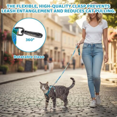 1 Set Cat Harness and Leash, Adjustable Escape Proof Cat Harness, Comfortable Soft Lightweight Design for Daily Walks and Travel, Neck 20-31CM Chest 26-43CM, (Hawaii Green) in Saudi Arabia