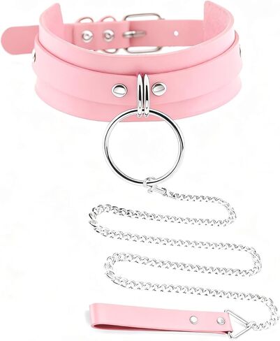 مجموعة طوق ومقود من الجلد الوردي مع مقبض ناعم من البولي يوريثان للحيوانات الأليفة، هدية مجوهرات فريدة للنساء والكلاب في الهالوين المثير in Kuwait