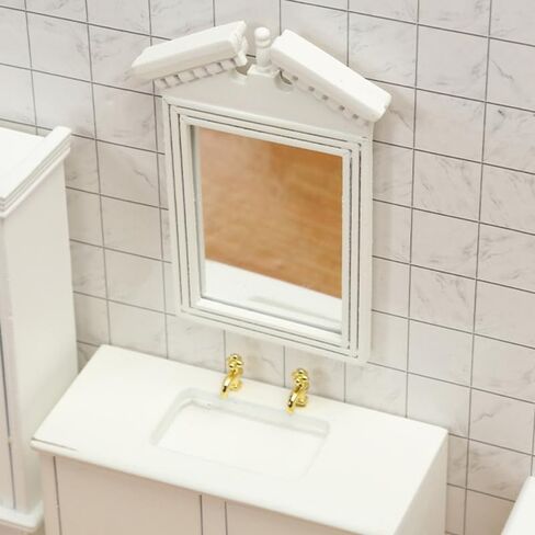 Mini House Mirror Model White Dollhouse Mirror Adornment 1/12 Scale Miniature Furniture Decorative Accessory for Creative Play and Home Decor in Saudi Arabia