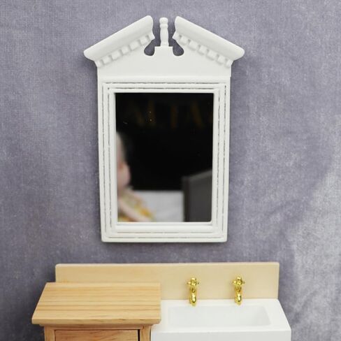 Mini House Mirror Model White Dollhouse Mirror Adornment 1/12 Scale Miniature Furniture Decorative Accessory for Creative Play and Home Decor in Saudi Arabia