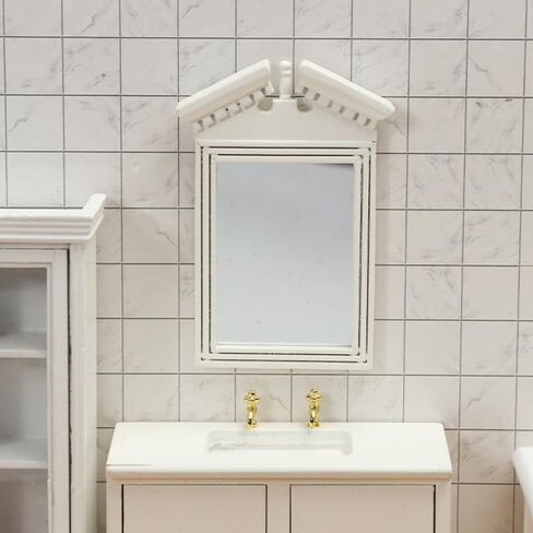 Mini House Mirror Model White Dollhouse Mirror Adornment 1/12 Scale Miniature Furniture Decorative Accessory for Creative Play and Home Decor in Saudi Arabia