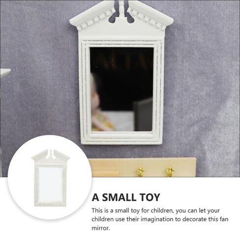 Mini House Mirror Model White Dollhouse Mirror Adornment 1/12 Scale Miniature Furniture Decorative Accessory for Creative Play and Home Decor in Saudi Arabia