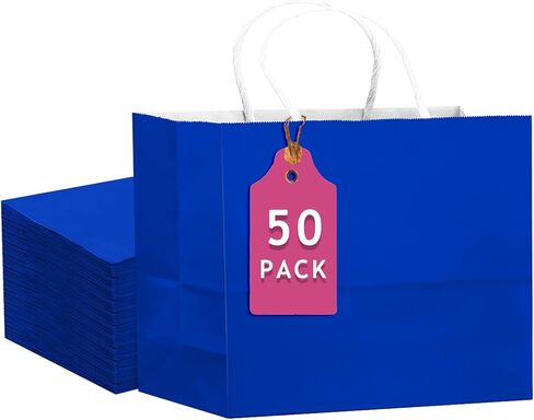 qiqee 50-Packs Brown Paper Gift Bags with Handles Bulk 4.5"x2.5"x6" Mini Size Party Favor Bags Multiple Uses in Saudi Arabia