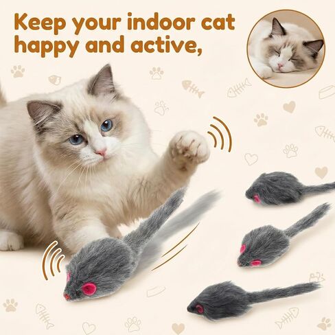 Cat Mouse Toy, 5 Pcs Faux Fur Mouse Toys for Cats 6.7" Cat Mice Toys Interactive Realistic Size Grey Furry Rattle Mice Cats Toy No Catnip Feline Chew Plaything Self Play (Grey) in Saudi Arabia