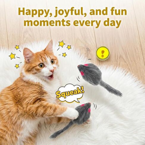 Cat Mouse Toy, 5 Pcs Faux Fur Mouse Toys for Cats 6.7" Cat Mice Toys Interactive Realistic Size Grey Furry Rattle Mice Cats Toy No Catnip Feline Chew Plaything Self Play (Grey) in Saudi Arabia