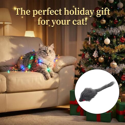 Cat Mouse Toy, 5 Pcs Faux Fur Mouse Toys for Cats 6.7" Cat Mice Toys Interactive Realistic Size Grey Furry Rattle Mice Cats Toy No Catnip Feline Chew Plaything Self Play (Grey) in Saudi Arabia